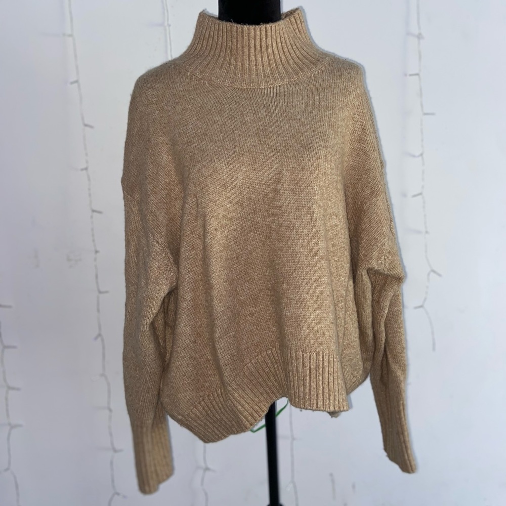 H&M Beige Oversized Turtleneck Sweater